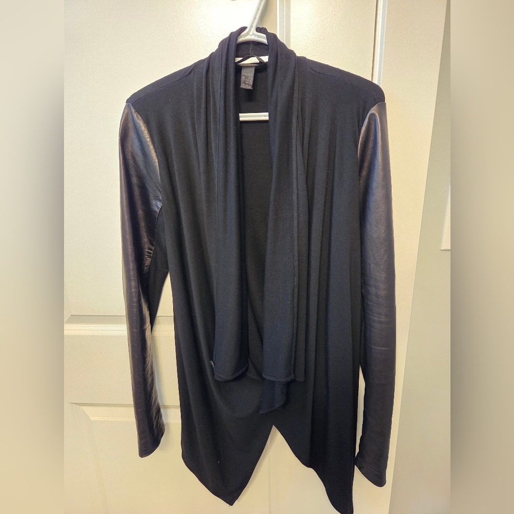 Danier Cardigan With Leather Sleeves